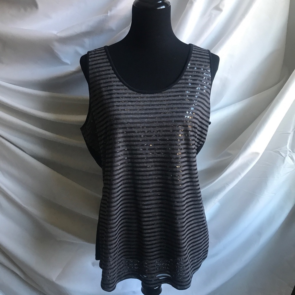 THE LIMITED Double Layer Striped Sequin Tank